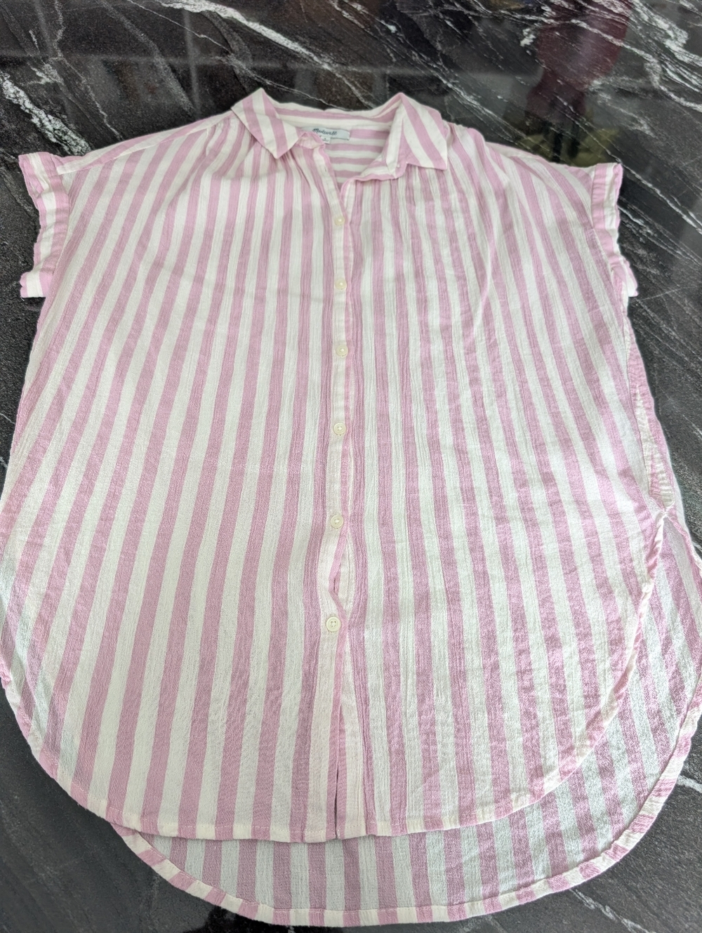 Madewell Pink and White Striped Top